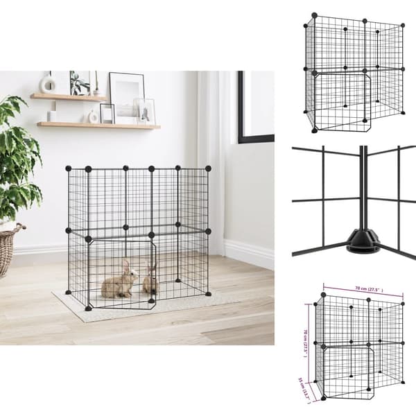 Huse & bure til små dyr - Living 12-panels kæledyrsindhegning med låge 35x35 cm stål sort