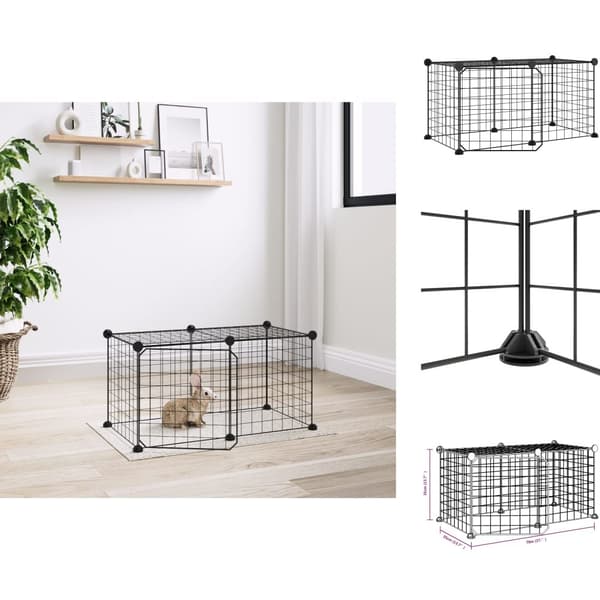 Huse & bure til små dyr - Living 8-panels kæledyrsindhegning med låge 35x35 cm stål sort
