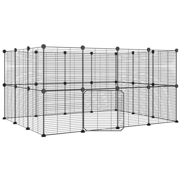 Huse & bure til små dyr - Living 28-panels kæledyrsindhegning med låge 35x35 cm stål sort
