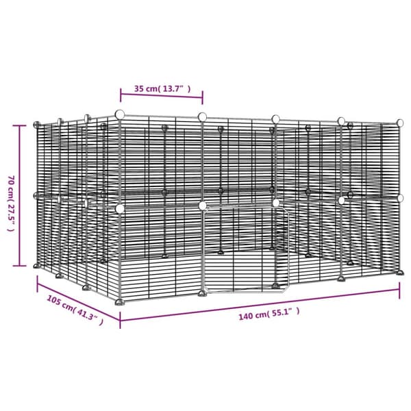 Huse & bure til små dyr - Living 28-panels kæledyrsindhegning med låge 35x35 cm stål sort