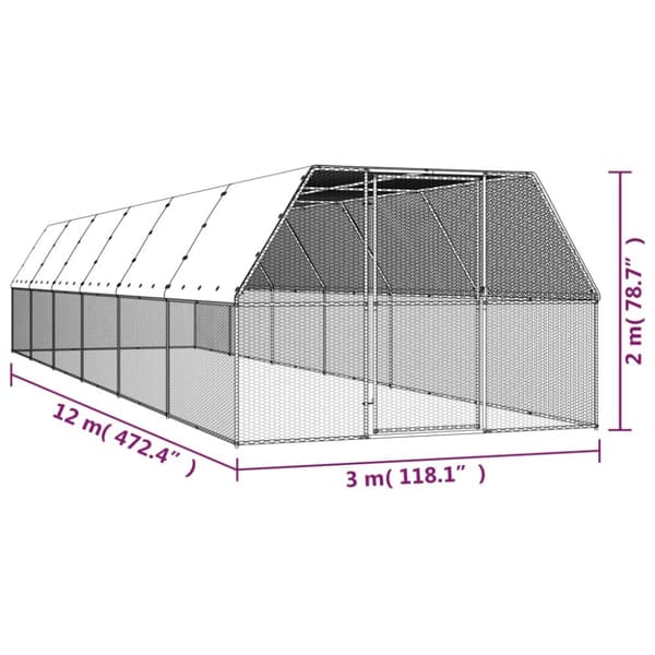 Huse & bure til små dyr - Living hønsegård 3x12x2 m galvaniseret stål