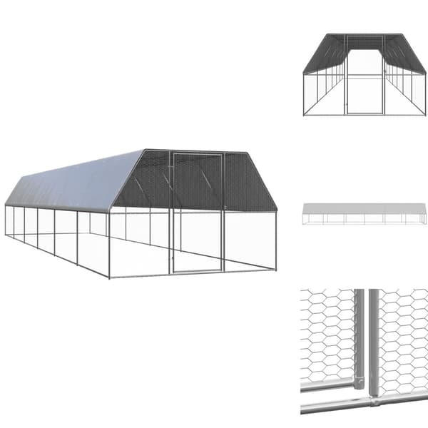 Pieneläinten kopit & häkit - Living Ulkotilan kanahäkki 3x12x2 m galvanoitu teräs
