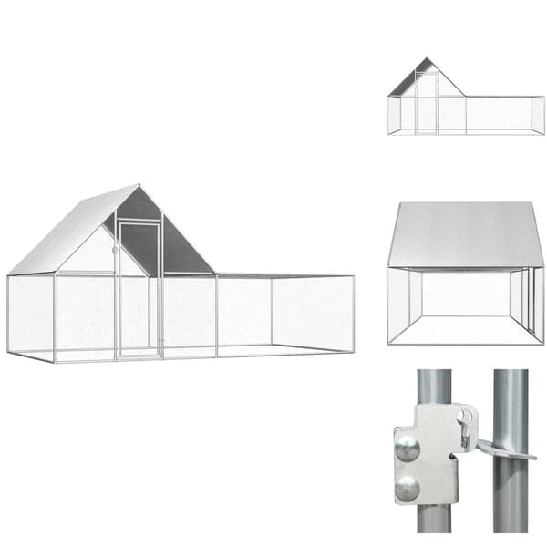 Pieneläinten kopit & häkit - Living Kanahäkki 4x2x2 m galvanoitu teräs