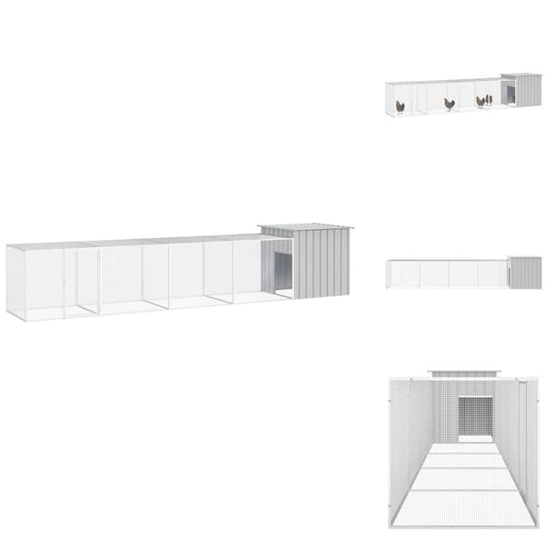 Huse & bure til små dyr - Living hønsehus 500x91x100 cm galvaniseret stål grå