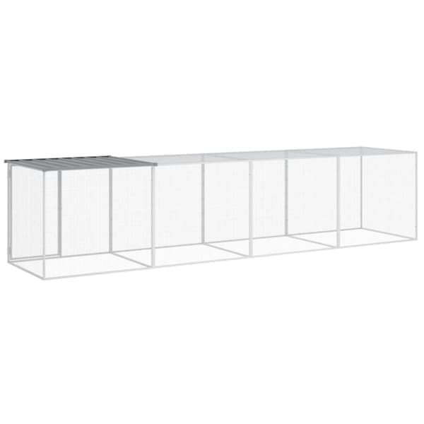 Huse & bure til små dyr - Living hønsebur med tag 403x98x90 cm galvaniseret stål lysegrå