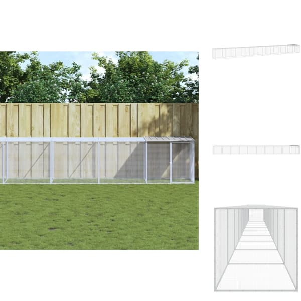 Huse & bure til små dyr - Living hønsebur med tag 1003x98x90 cm galvaniseret stål lysegrå