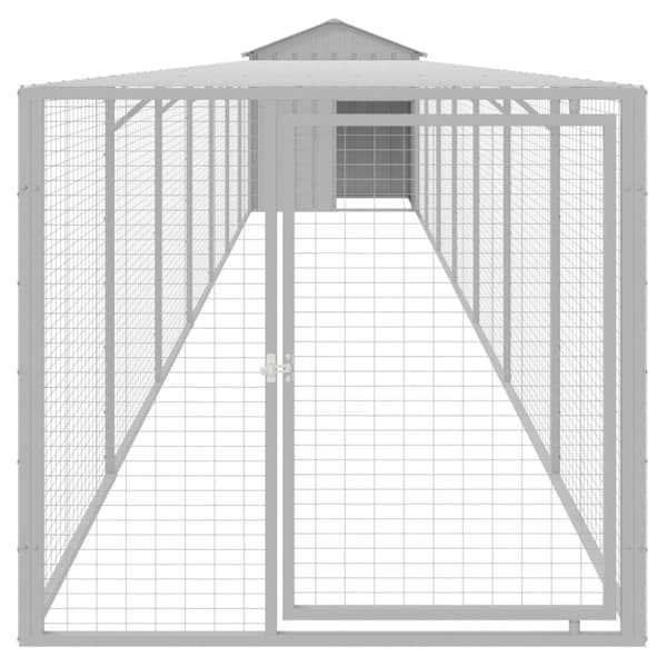 Huse & bure til små dyr - Living hønsehus med løbegård 117x813x123 cm galvaniseret stål lysegrå