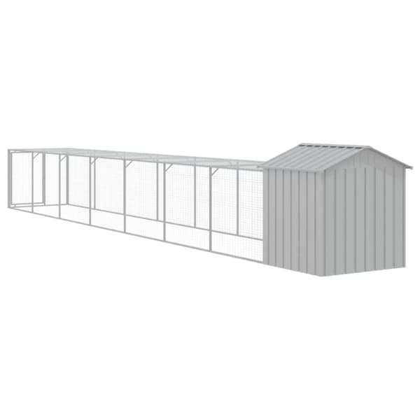 Huse & bure til små dyr - Living hønsehus med løbegård 117x813x123 cm galvaniseret stål lysegrå