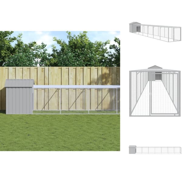 Huse & bure til små dyr - Living hønsehus med løbegård 117x813x123 cm galvaniseret stål lysegrå