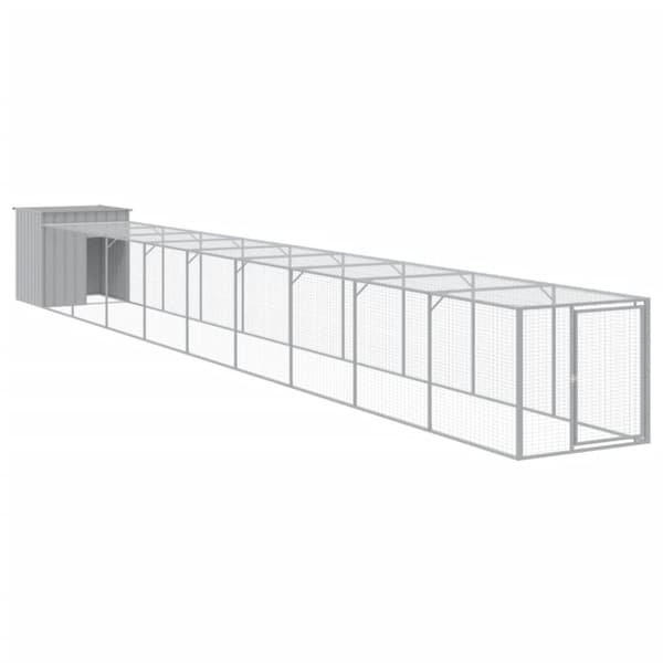 Huse & bure til små dyr - Living hønsehus med løbegård 110x1017x110 cm galvaniseret stål lysegrå