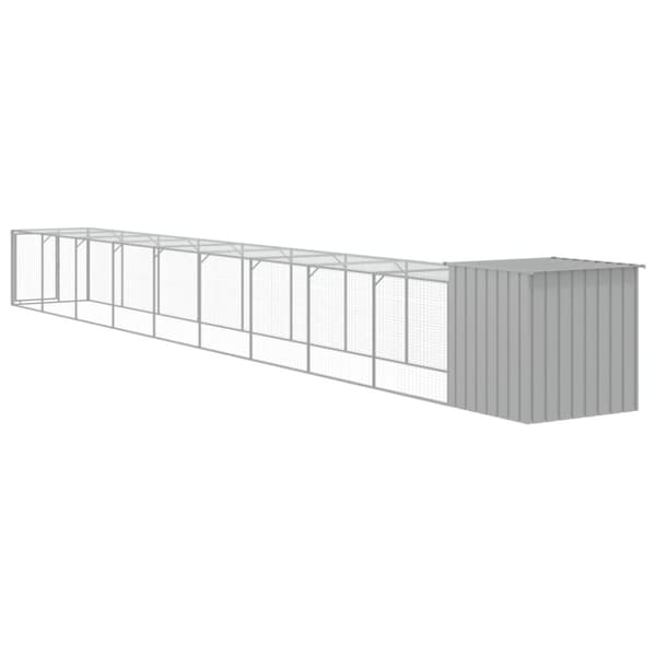 Huse & bure til små dyr - Living hønsehus med løbegård 110x1017x110 cm galvaniseret stål lysegrå