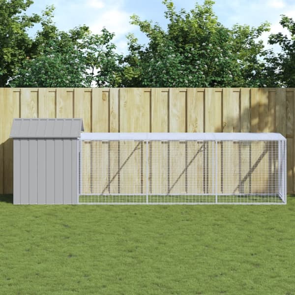 Huse & bure til små dyr - Living hønsehus med løbegård 117x405x123 cm galvaniseret stål lysegrå