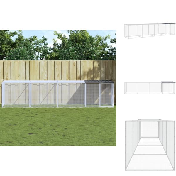 Huse & bure til små dyr - Living hønsebur med tag 403x98x90 cm galvaniseret stål antracitgrå