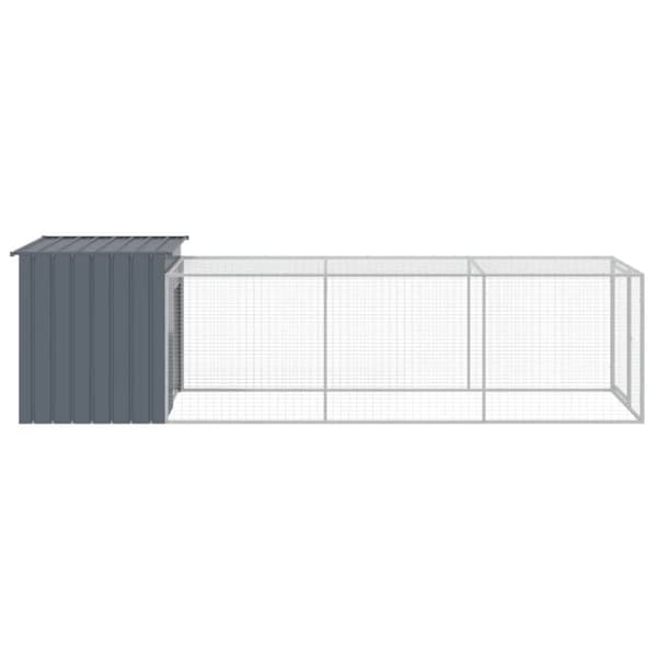 Huse & bure til små dyr - Living hønsehus med løbegård 110x405x110 cm galvaniseret stål antracit