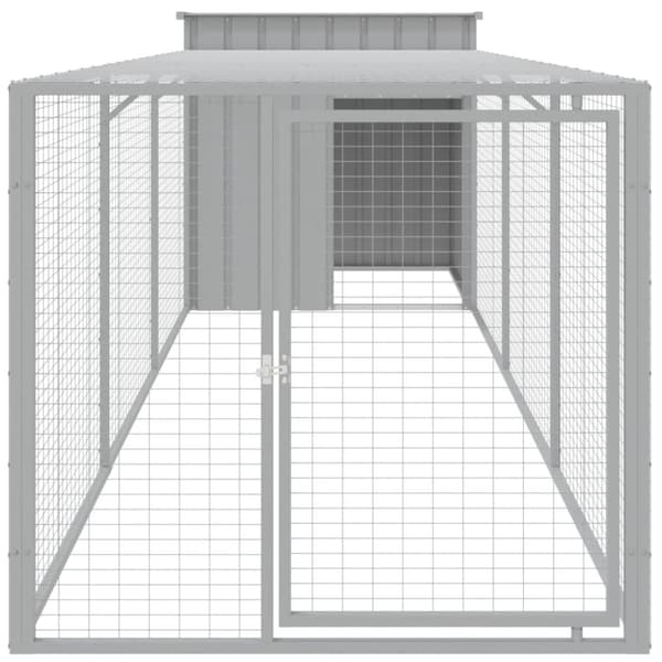 Huse & bure til små dyr - Living hønsehus med løbegård 110x405x110 cm galvaniseret stål lysegrå