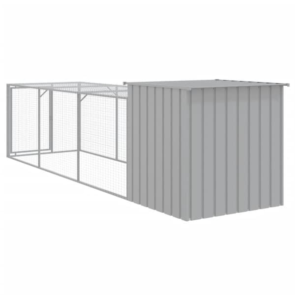 Huse & bure til små dyr - Living hønsehus med løbegård 110x405x110 cm galvaniseret stål lysegrå