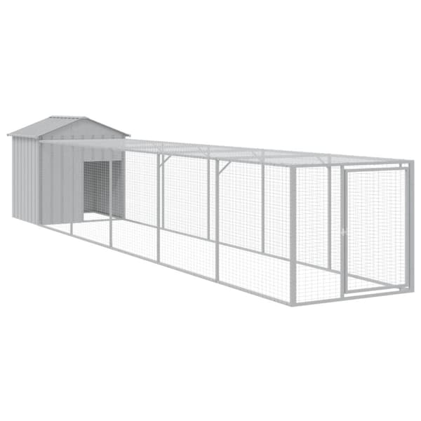 Huse & bure til små dyr - Living hønsehus med løbegård 117x609x123 cm galvaniseret stål lysegrå