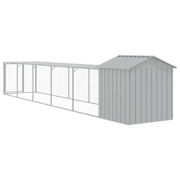 Huse & bure til små dyr - Living hønsehus med løbegård 117x609x123 cm galvaniseret stål lysegrå