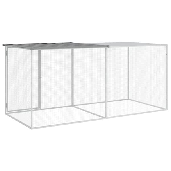 Huse & bure til små dyr - Living hønsebur med tag 203x98x90 cm galvaniseret stål lysegrå