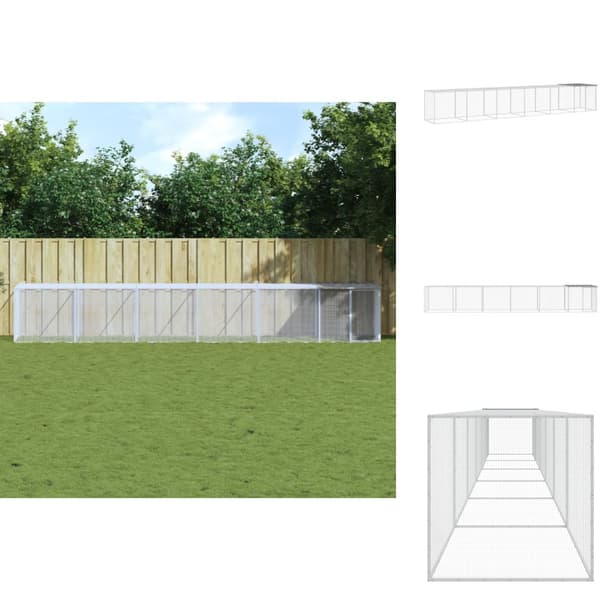 Huse & bure til små dyr - Living hønsehus med tag 603x98x90 cm galvaniseret stål lysegrå