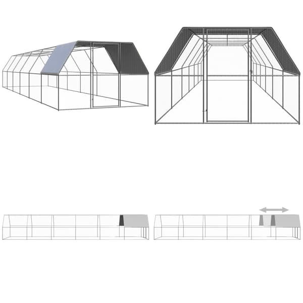 Udendørs hønsegård 3x12x2 m galvaniseret stål - Hønsebur - Hønsebure - Home & Living