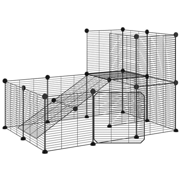 20-panels kæledyrsindhegning med låge 35x35 cm stål sort - Kæledyrsbur - Kæledyrsbure - Home & Living