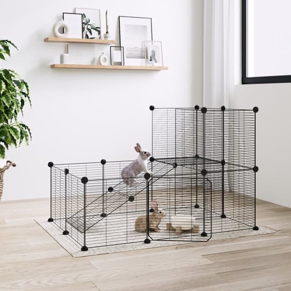 20-panels kæledyrsindhegning med låge 35x35 cm stål sort - Kæledyrsbur - Kæledyrsbure - Home & Living