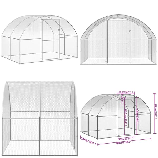 Hønsehus 3x2x2 m galvaniseret stål - Hønsebur - Hønsebure - Home & Living