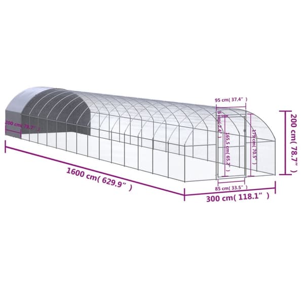 Hönsbur för utomhusbruk 3x16x2 m galvaniserat stål - Hönsbur - Hönsburar - Home & Living