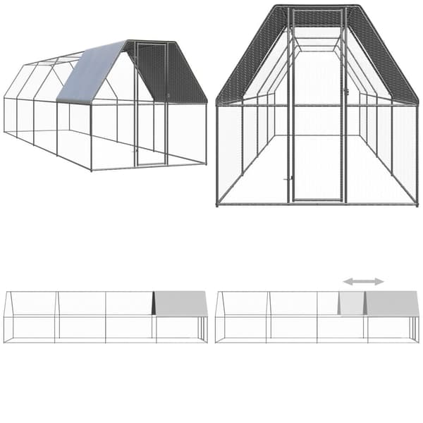 Ulkotilan kanahäkki 2x8x2 m galvanoitu teräs - Kanahäkki - Kanahäkit - Home & Living