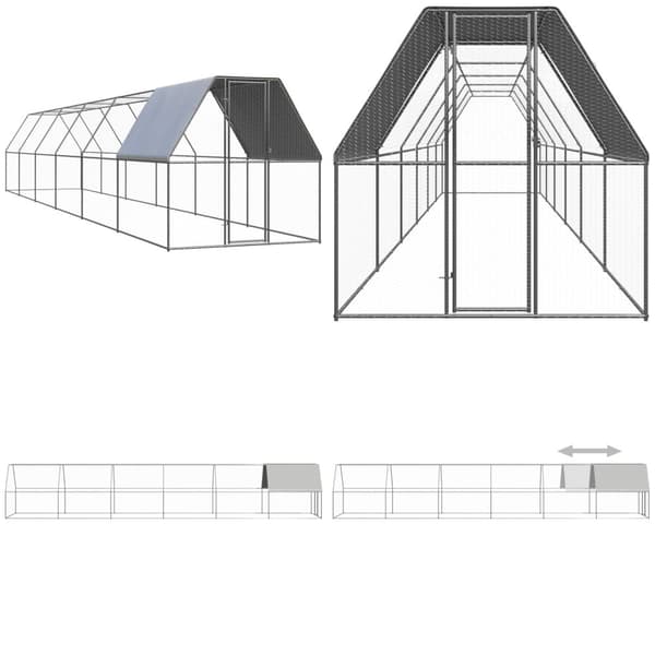 Ulkotilan kanahäkki 2x12x2 m galvanoitu teräs - Kanahäkki - Kanahäkit - Home & Living