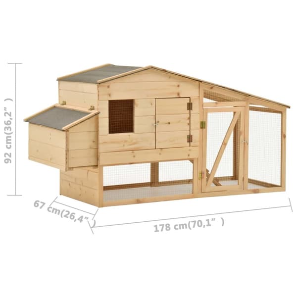 Hønsehus 178x67x92 cm massivt fyrretræ - Hønsehus - Hønsehuse - Home & Living