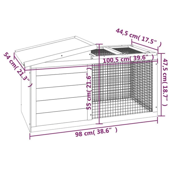Kaninbur 100,5x54x55 cm massivt fyrretræ brun - Kaninbur - Kaninbure - Home & Living