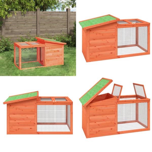Kaninbur 100,5x54x55 cm massivt fyrretræ brun - Kaninbur - Kaninbure - Home & Living