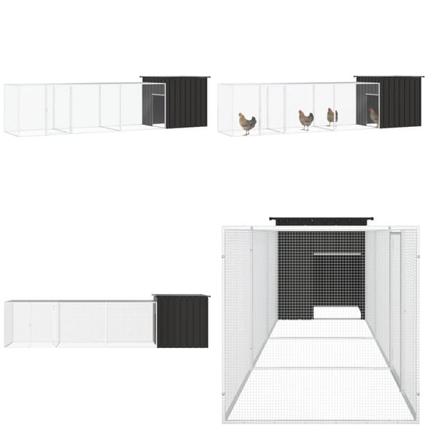 Hønsegård 400x91x100 cm galvaniseret stål antracitgrå - Hønsehus - Hønsehuse - Home & Living