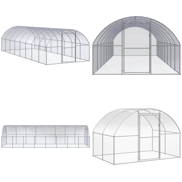 Kanojen ulkohäkki 3x8x2 m galvanoitu teräs - Kanahäkki - Kanahäkit - Home & Living