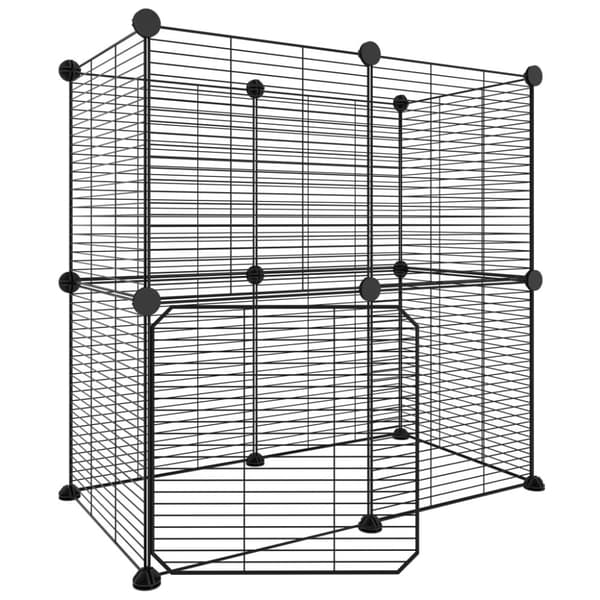 12-panels kæledyrsindhegning med låge 35x35 cm stål sort - Kæledyrsindhegning - Kæledyrsindhegninger - Home & Living