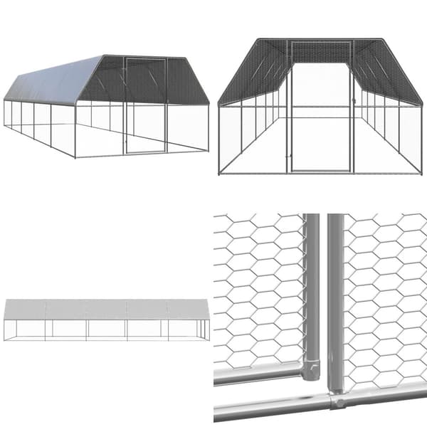 Hönsbur för utomhusbruk 3x10x2 m galvaniserat stål - Bur - Burar - Home & Living