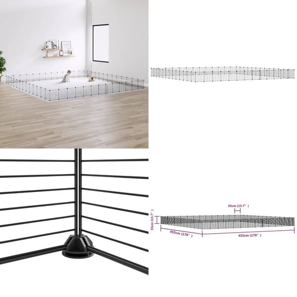 52-panels kæledyrsindhegning med låge 35x35 cm stål sort - Kæledyrsindhegning - Kæledyrsindhegninger - Home & Living