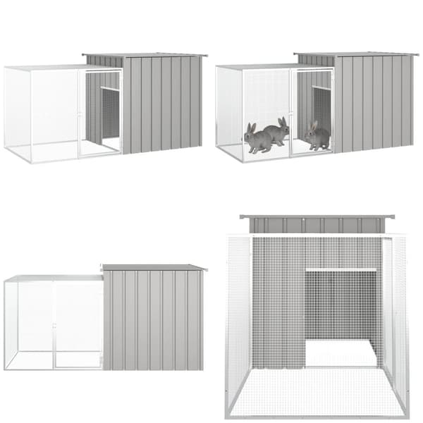 Kaninbur 200x91x100 cm galvaniseret stål grå - Kaninbur - Kaninbure - Home & Living