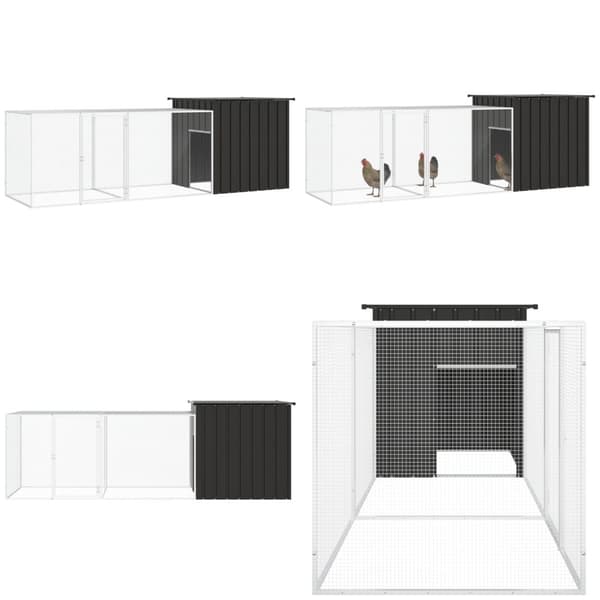 Hønsegård 300x91x100 cm galvaniseret stål antracitgrå - Hønsehus - Hønsehuse - Home & Living