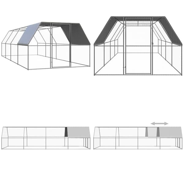 Hönsbur för utomhusbruk 3x8x2 m galvaniserat stål - Bur - Burar - Home & Living