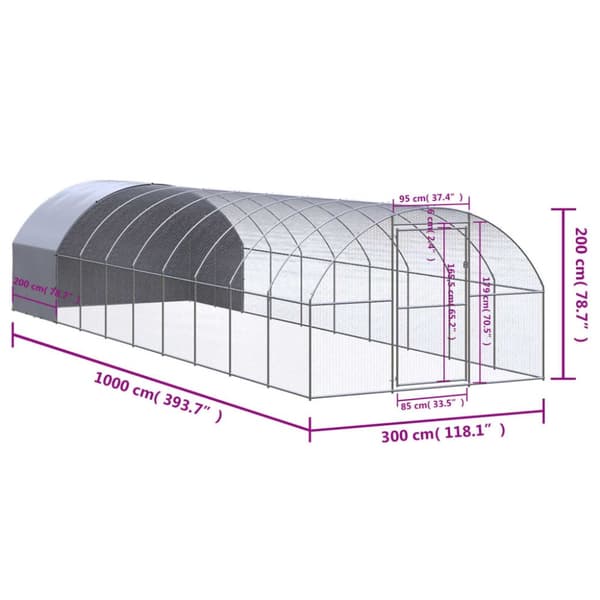 Hønsehus 3x10x2 m galvaniseret stål - Hønsehus - Hønsehuse - Home & Living