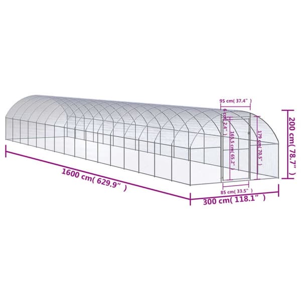Hønsehus 3x16x2 m galvaniseret stål - Hønsehus - Hønsehuse - Home & Living