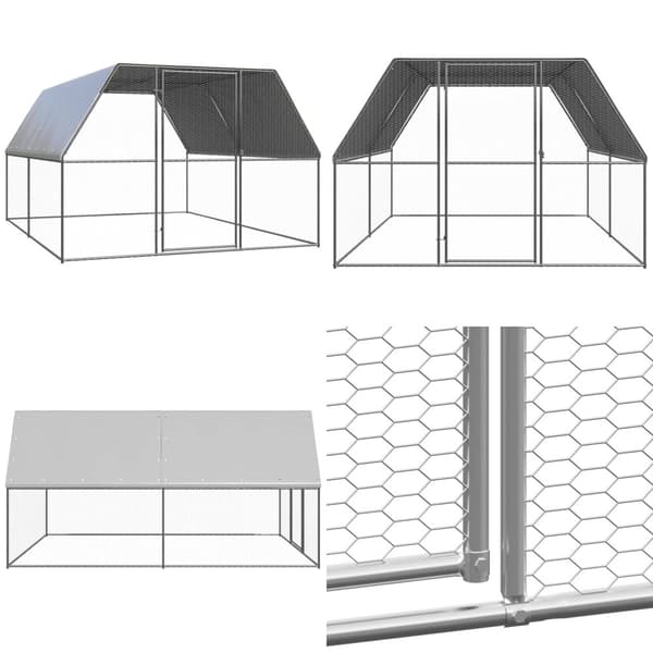 Ulkotilan kanahäkki 3x4x2 m galvanoitu teräs - Kanahäkki - Kanahäkit - Home & Living