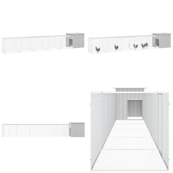 Hønsehus 600x91x100 cm galvaniseret stål grå - Hønsehus - Hønsehuse - Home & Living