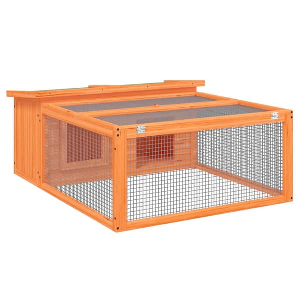 Kaninbur 117,5x97x47,5 cm massivt fyrretræ brun - Kaninbur - Kaninbure - Home & Living