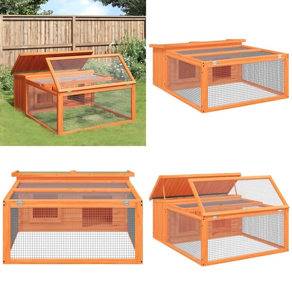 Kaninbur 117,5x97x47,5 cm massivt fyrretræ brun - Kaninbur - Kaninbure - Home & Living