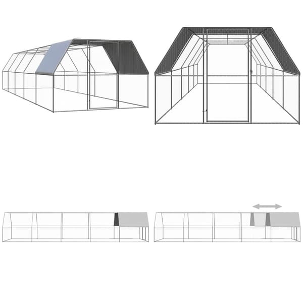 Hönsbur för utomhusbruk 3x10x2 m galvaniserat stål - Bur - Burar - Home & Living