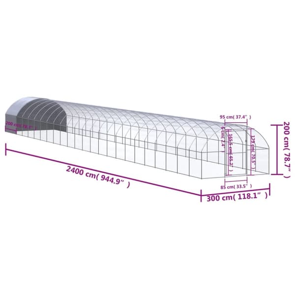 Hönsbur för utomhusbruk 3x24x2 m galvaniserat stål - Hönsbur - Hönsburar - Home & Living